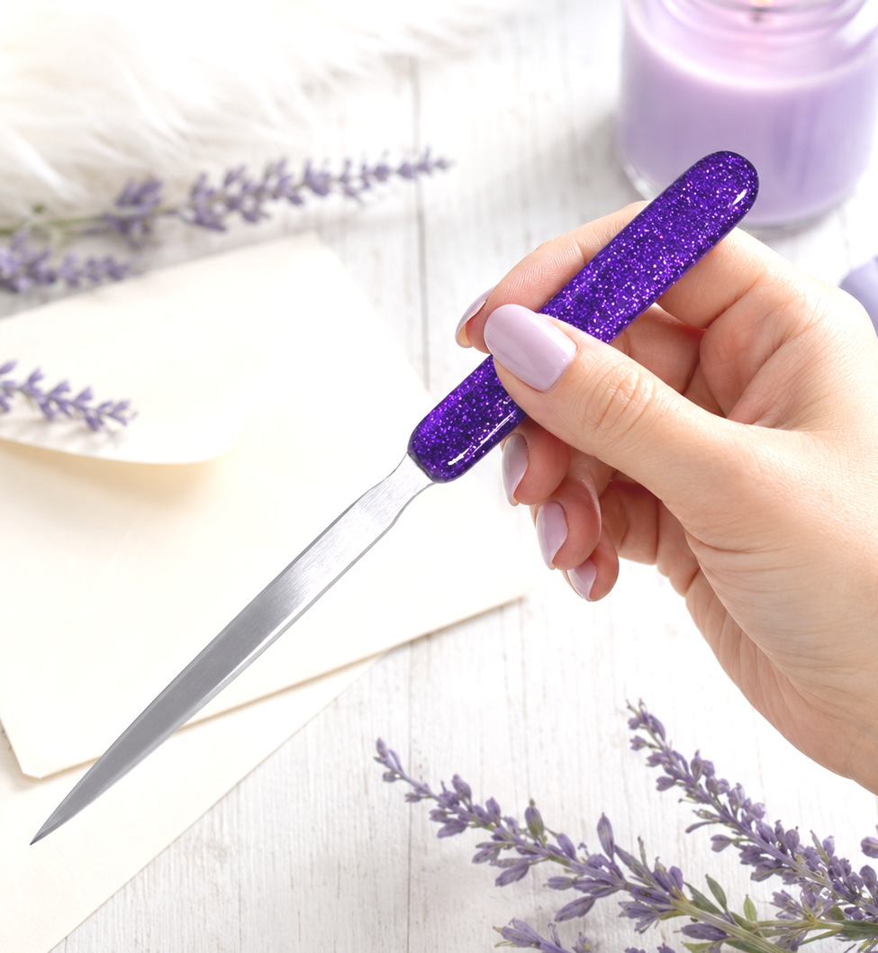 Handmade Purple Glittered Letter Opener