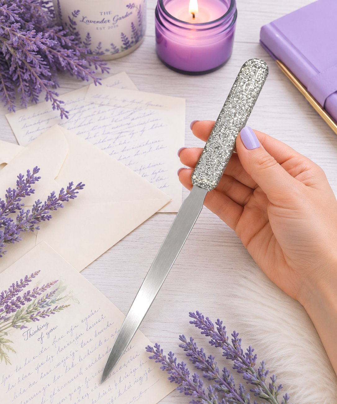 Handmade Silver Glittered Letter Opener