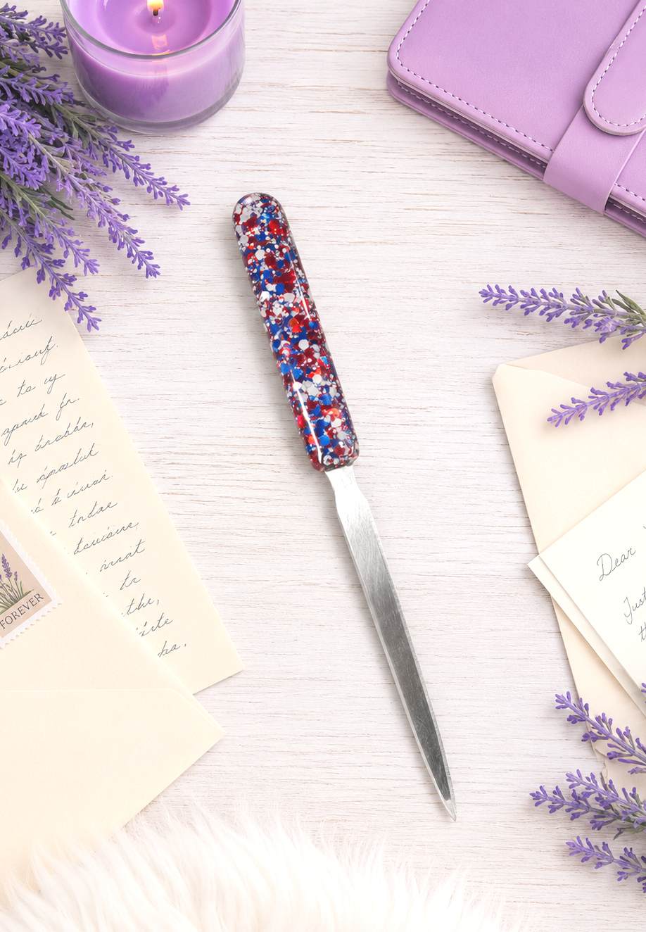 Handmade Red White Blue Glittered Letter Opener