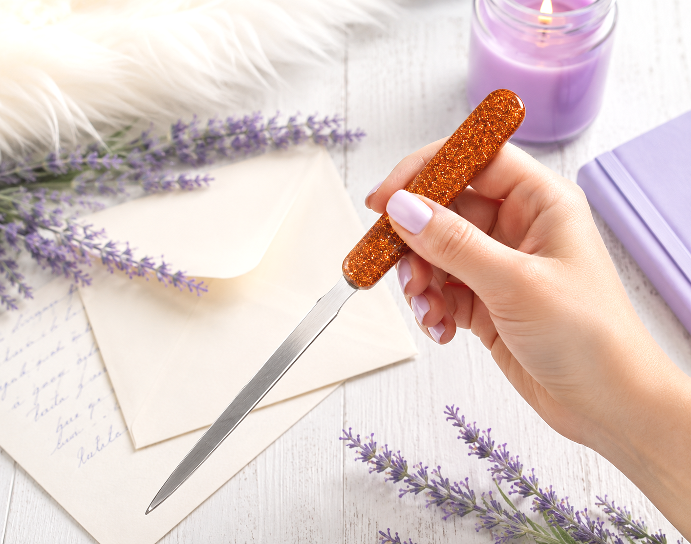 Handmade Red Brown Glittered Letter Opener