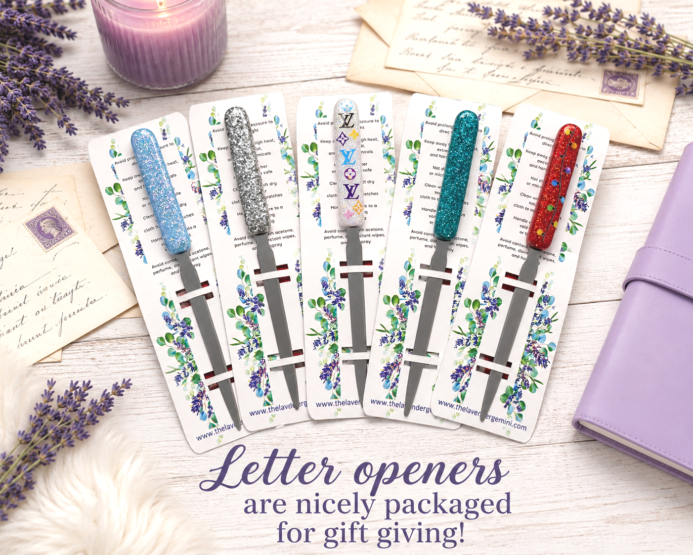 Handmade Silver Glittered Letter Opener