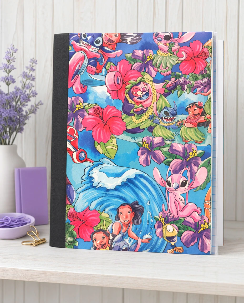 Decorative Vinyl Covered Composition Notebook Stitch and Friends