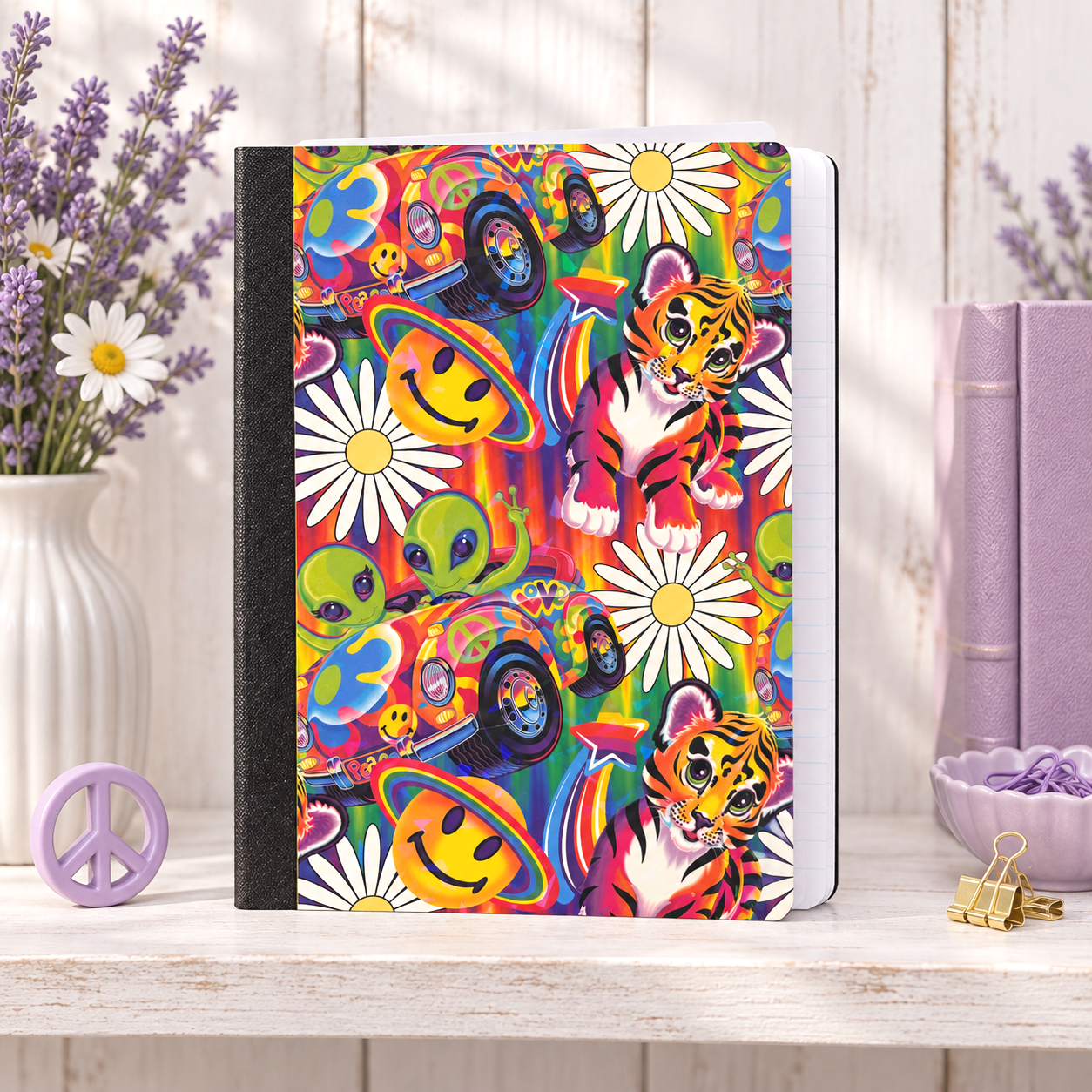 Decorative Vinyl Covered Composition Notebook Lisa Frank Holographic