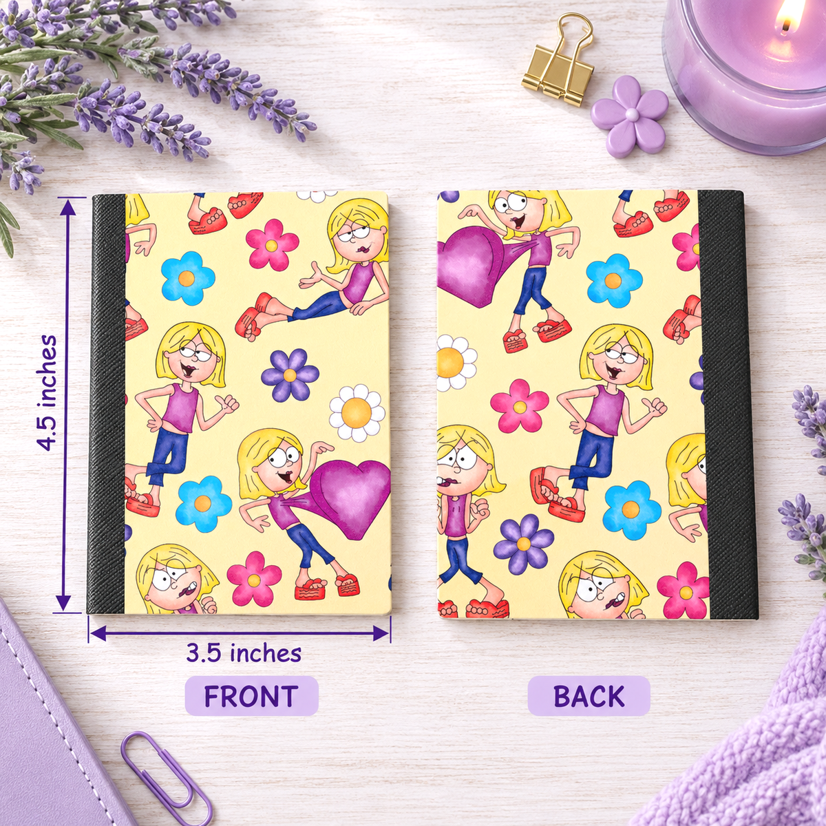 Decorative Vinyl Covered MINIATURE Composition Notebook Lizzie