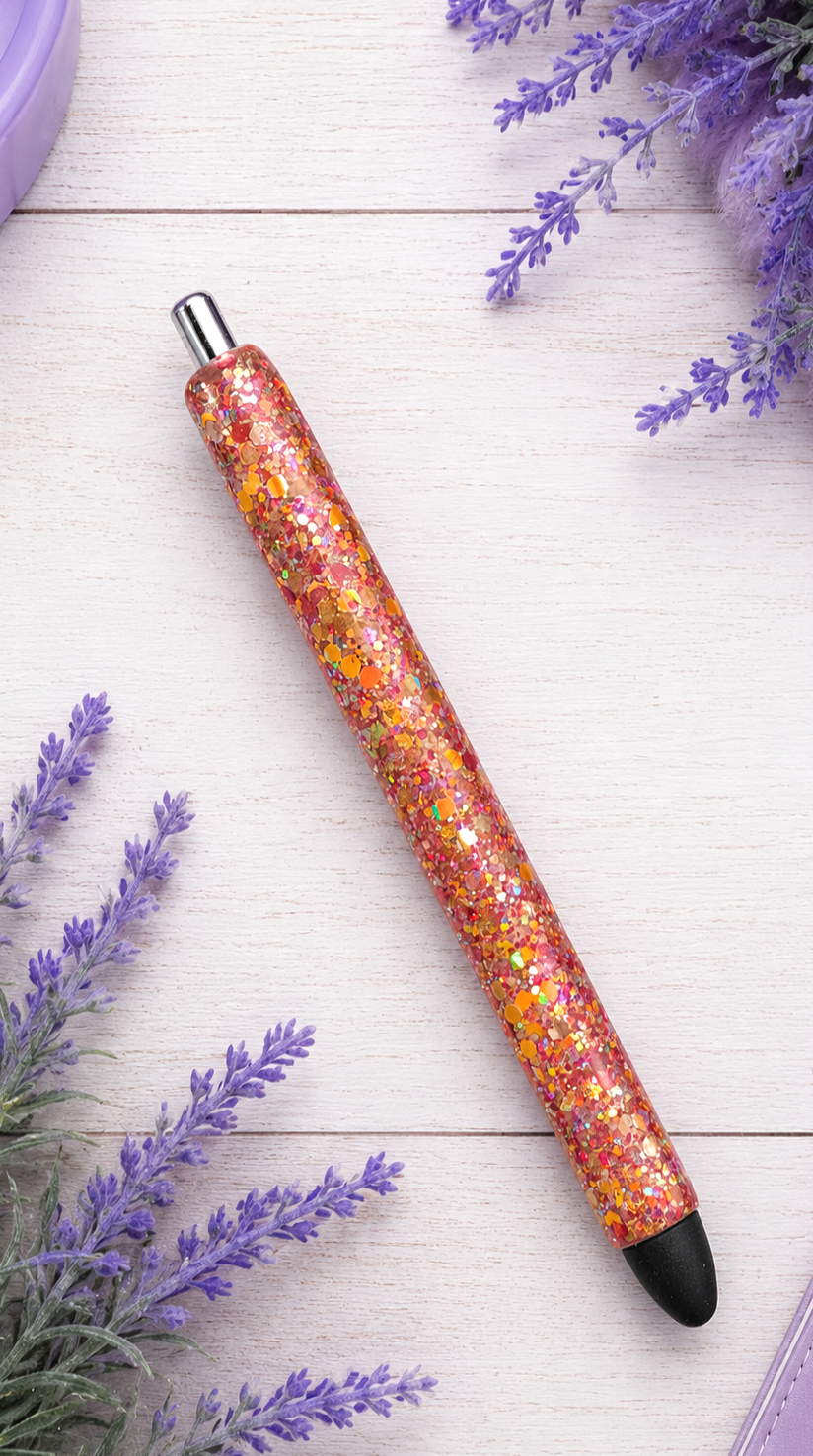Handmade Fall Oranges and Browns glitter pen with free refill