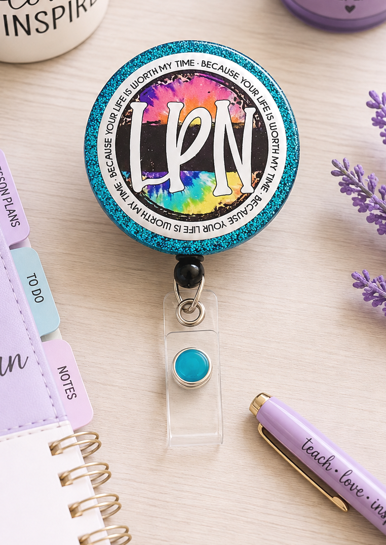 Handmade LPN Nurse Badge Reel