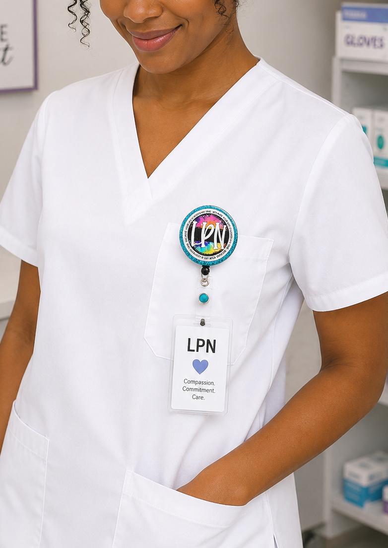 Handmade LPN Nurse Badge Reel