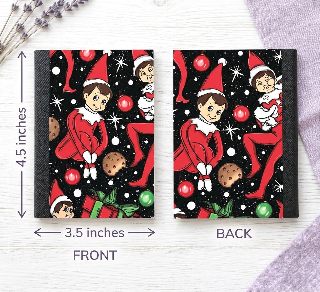 Decorative Vinyl Covered MINIATURE Composition Notebook Elf on a Shelf