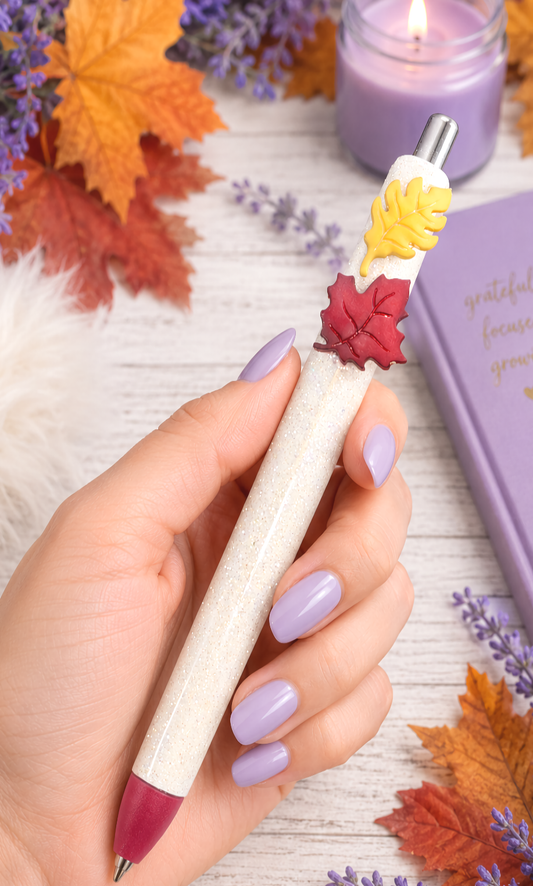 Handmade Fall Leaves glitter pen with free refill 2