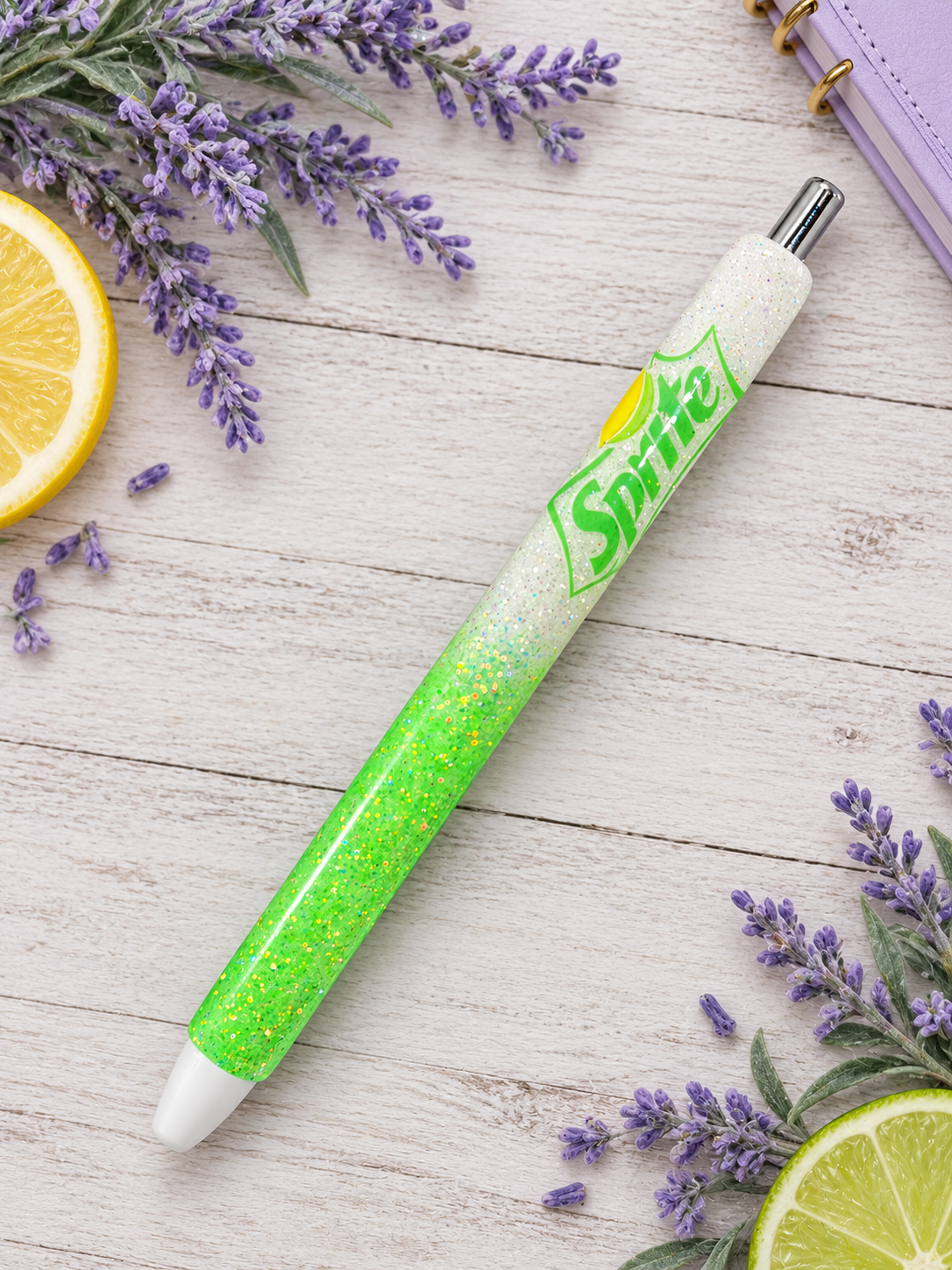 Handmade Sprite glitter pen with free refill