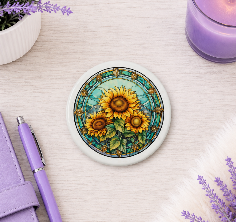 2 inch Stained Glass Sunflowers Magnet