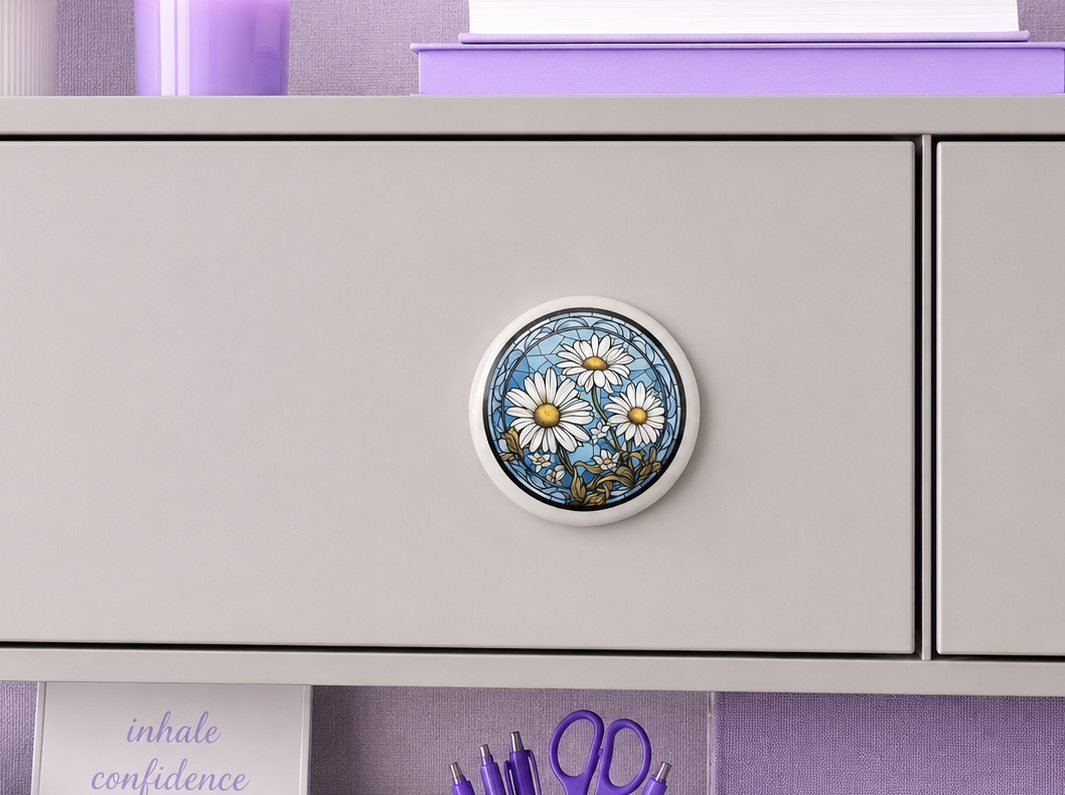 2 inch Stained Glass Daisies Magnet