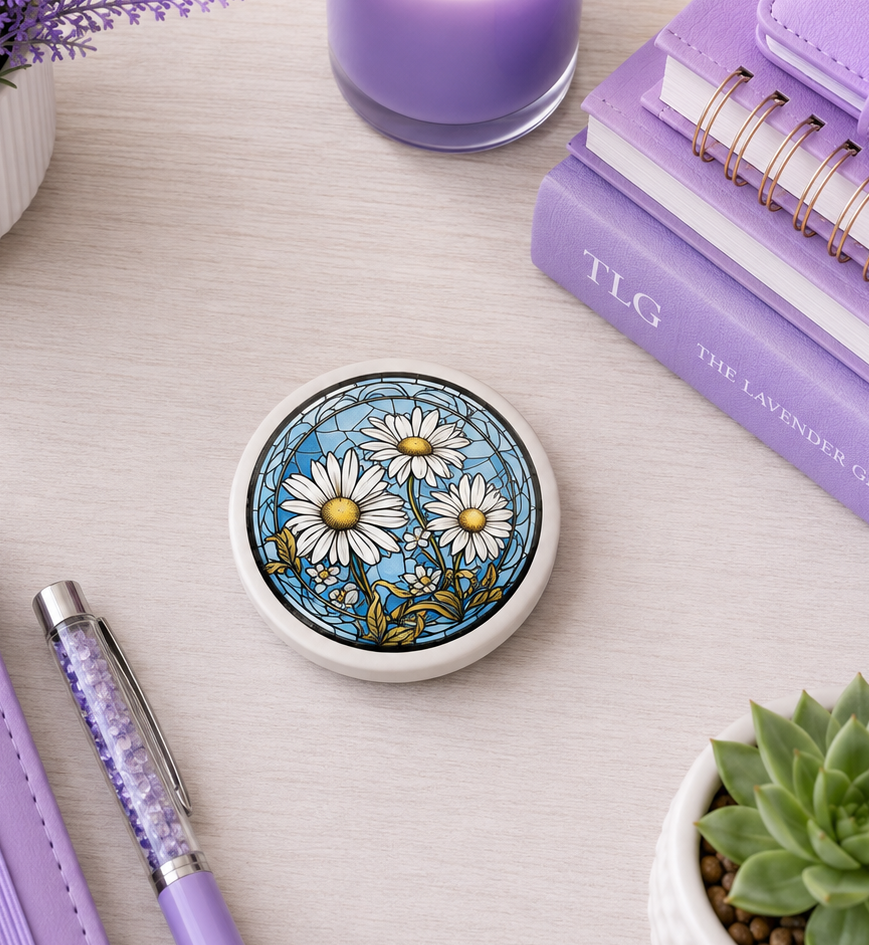 2 inch Stained Glass Daisies Magnet