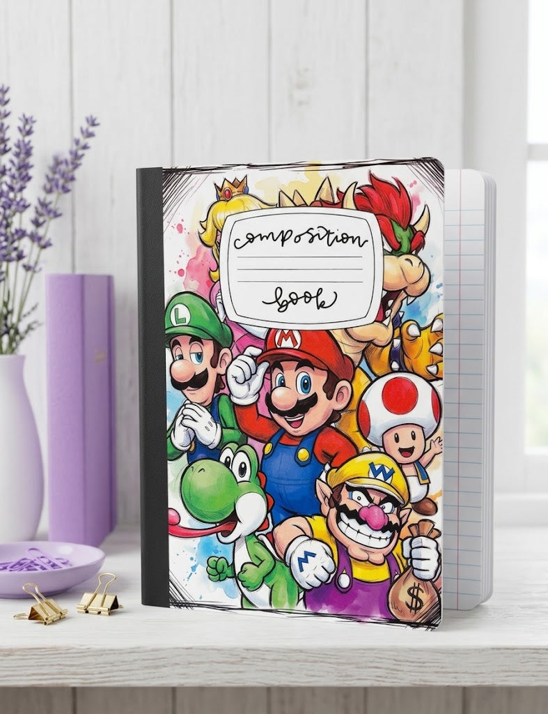 Decorative Vinyl Covered Composition Notebook Mario Nintendo