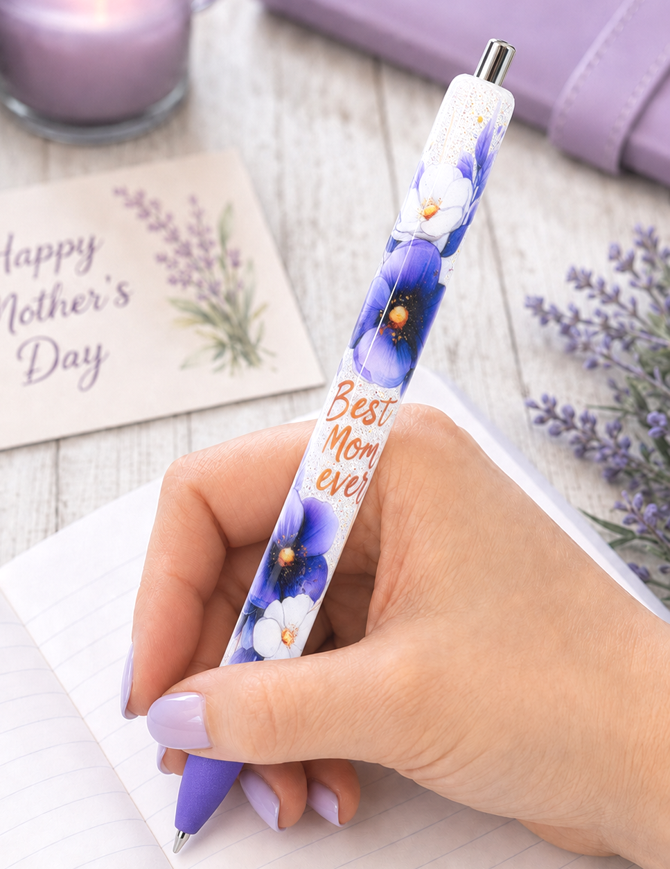 Wrapped Handmade Best Mom glitter pen with free refill 6