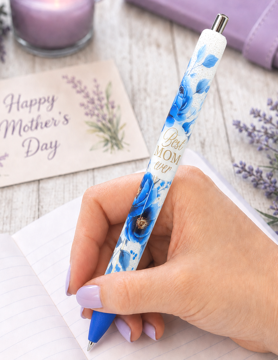 Wrapped Handmade Best Mom glitter pen with free refill 7