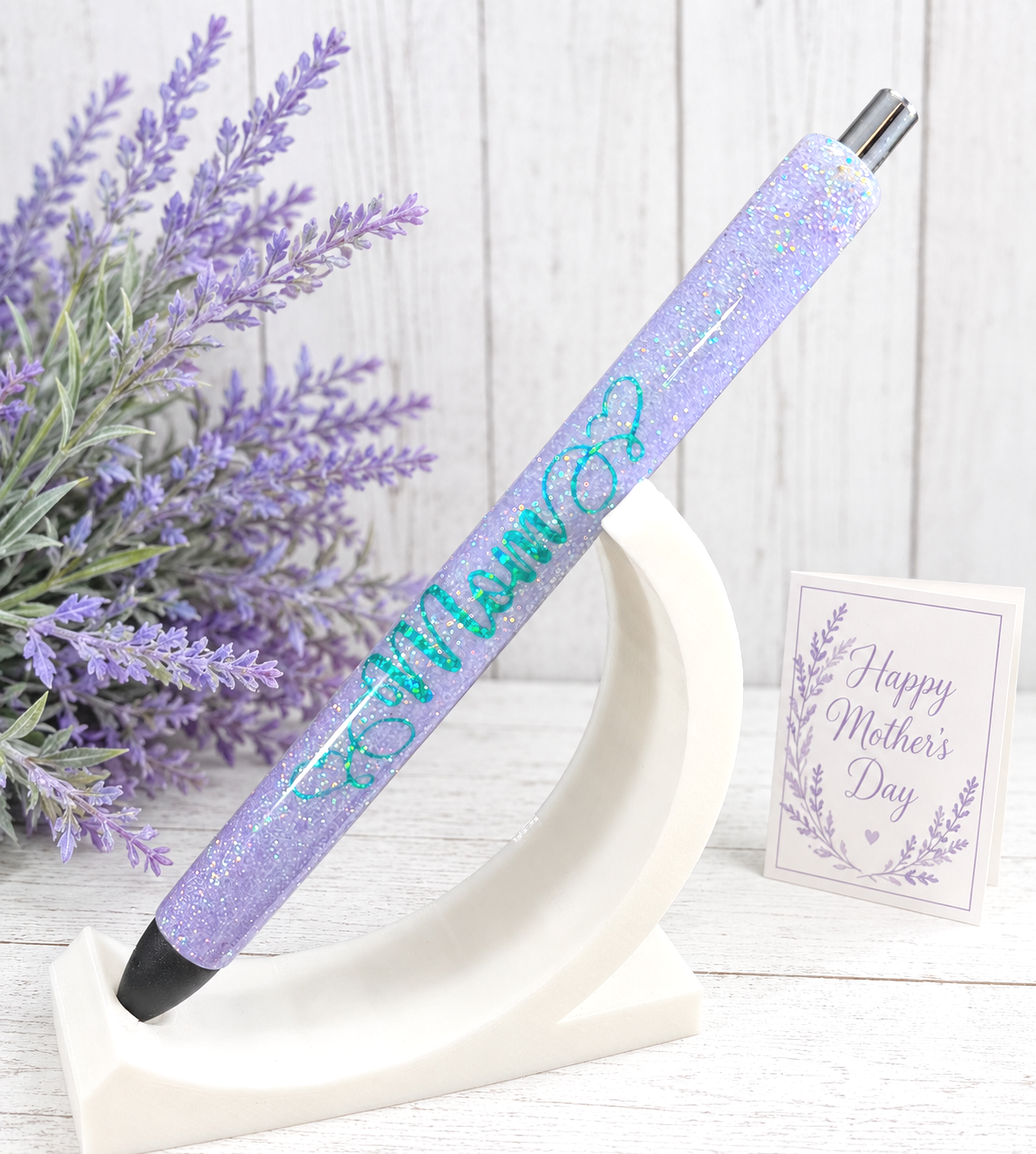 Wrapped Handmade Best Mom glitter pen with free refill 8