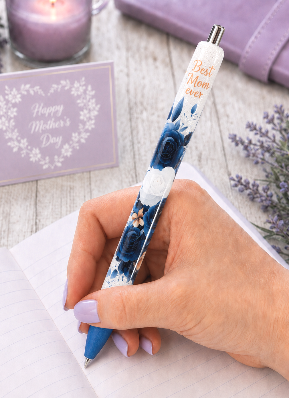 Wrapped Handmade Best Mom glitter pen with free refill 4