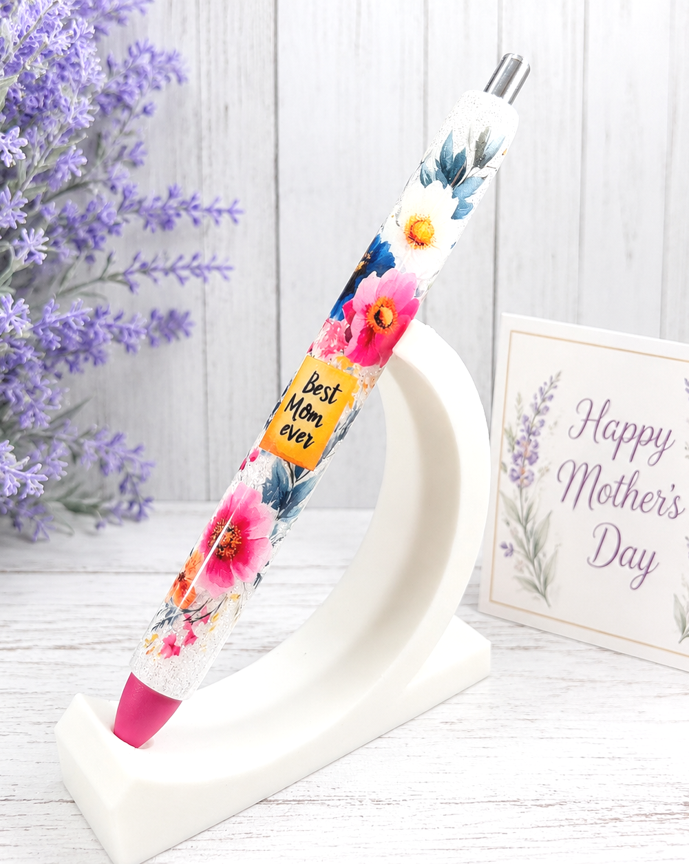 Wrapped Handmade Best Mom glitter pen with free refill 5