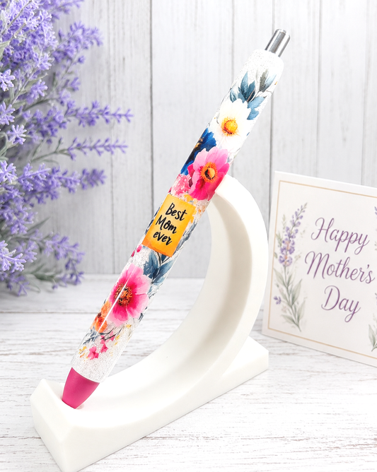 Wrapped Handmade Best Mom glitter pen with free refill 5