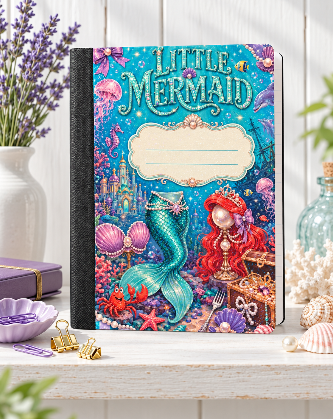 Decorative Vinyl Covered Composition Notebook Little Mermaid