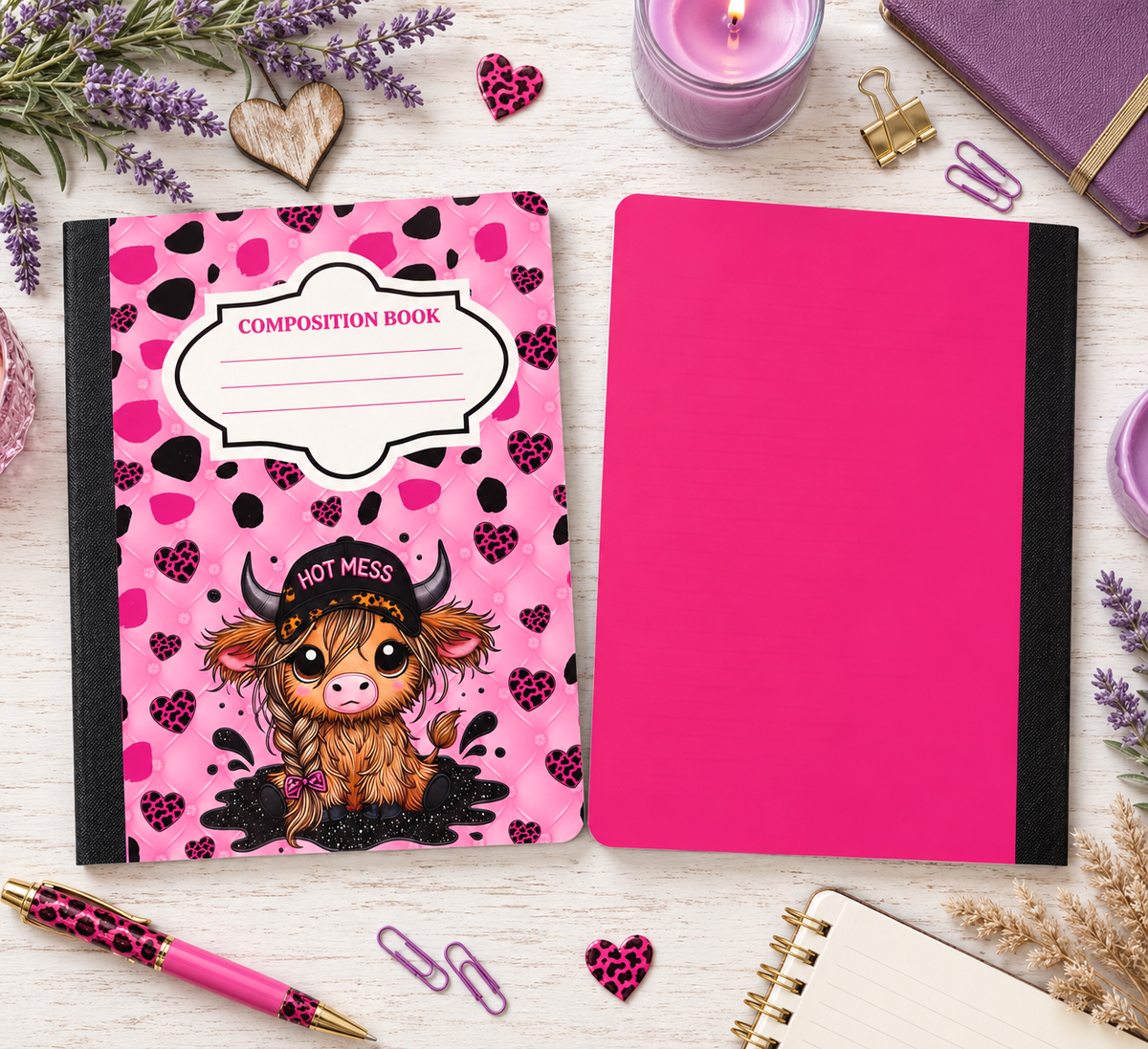 Decorative Vinyl Covered Composition Notebook Hot Mess