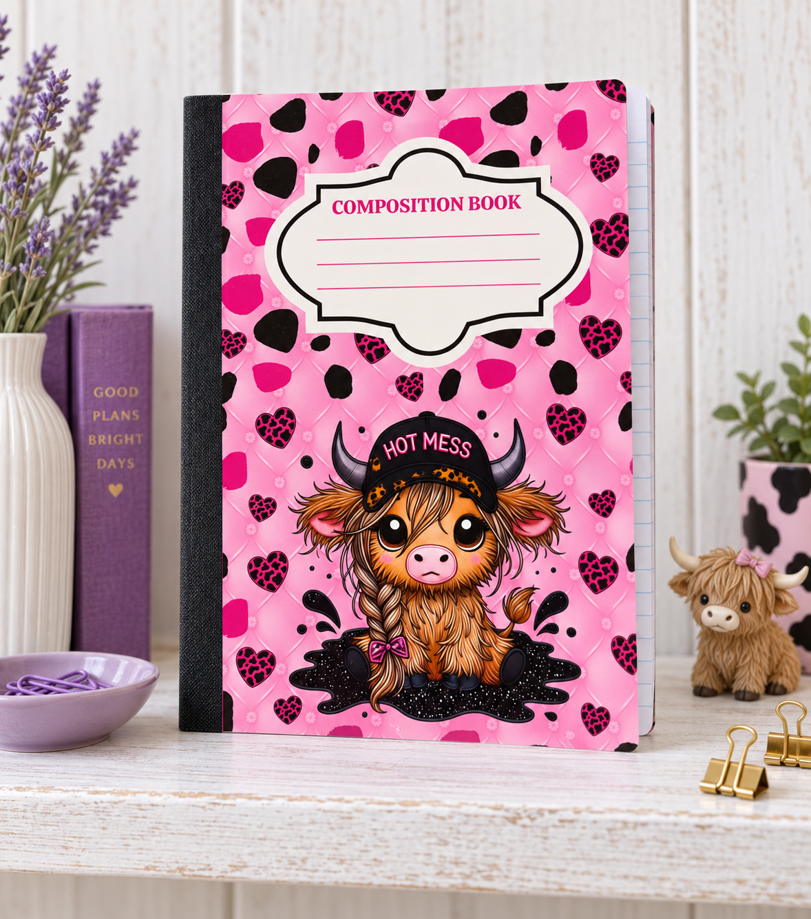 Decorative Vinyl Covered Composition Notebook Hot Mess