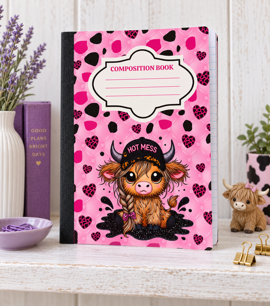Decorative Vinyl Covered Composition Notebook Hot Mess