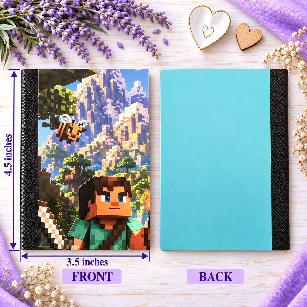 Decorative Vinyl Covered MINIATURE Composition Notebook Minecraft