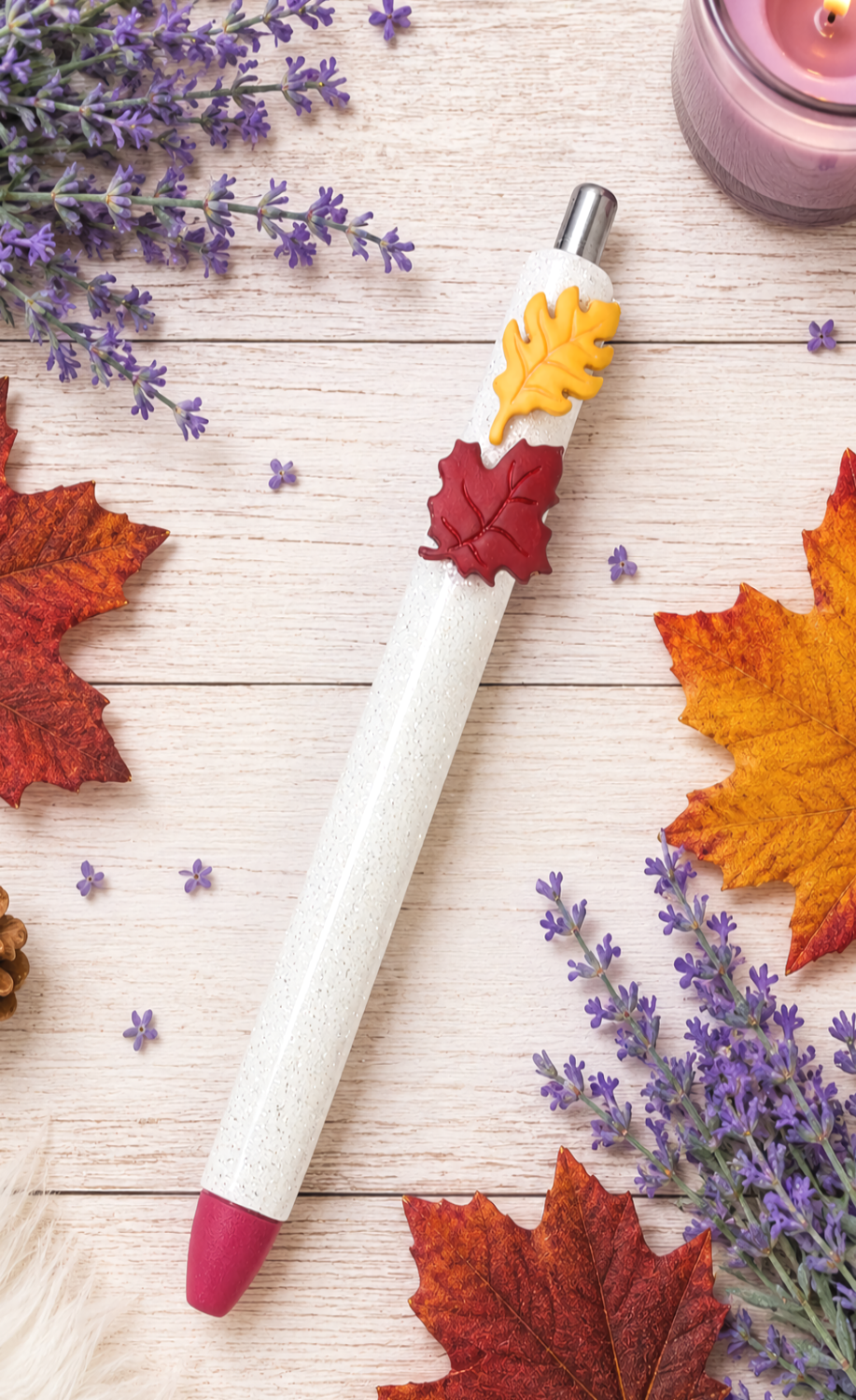 Handmade Fall Leaves glitter pen with free refill 2