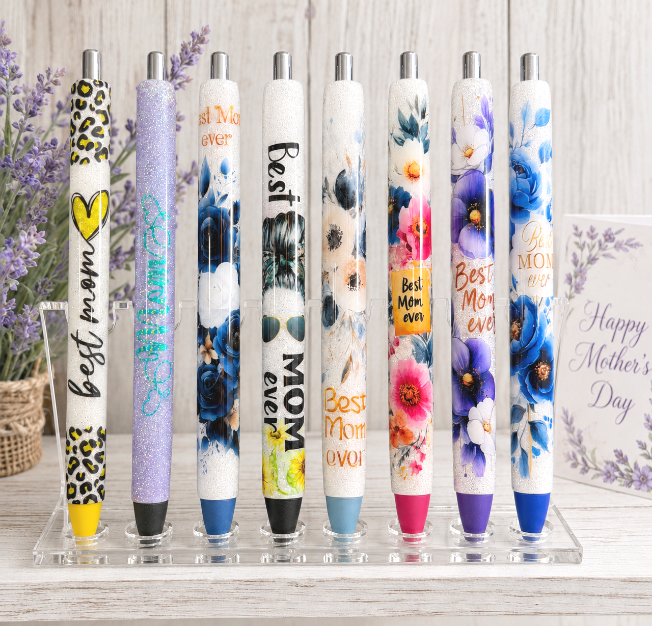 Wrapped Handmade Best Mom glitter pen with free refill 4