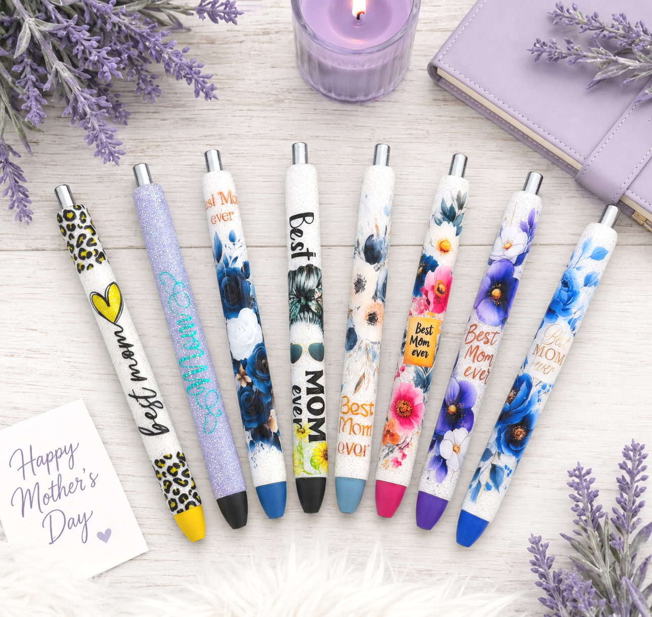 Wrapped Handmade Best Mom glitter pen with free refill 4