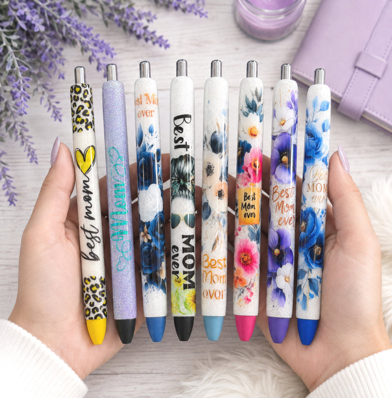 Wrapped Handmade Best Mom glitter pen with free refill 4