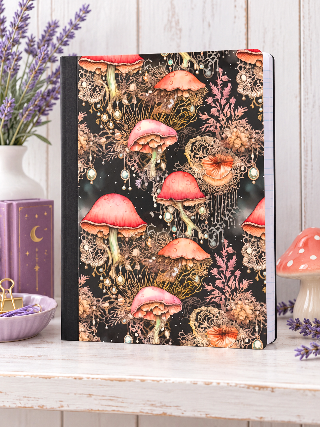 Decorative Vinyl Covered Composition Notebook Mushrooms