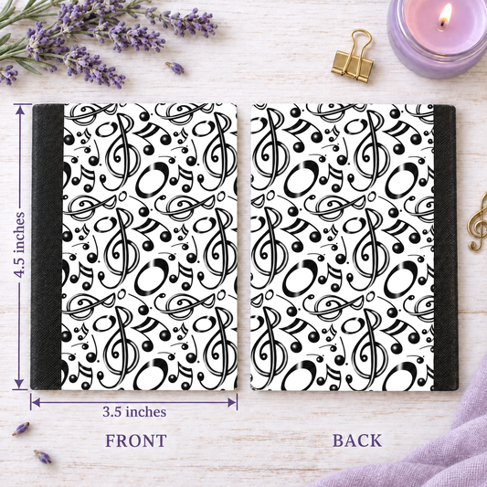 Decorative Vinyl Covered MINIATURE Composition Notebook Musical Notes