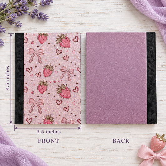 Decorative Vinyl Covered MINIATURE Composition Notebook Strawberries