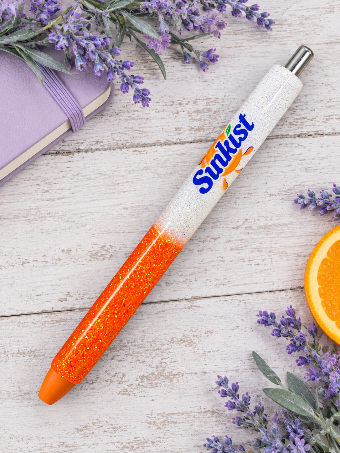 Handmade Sunkist glitter pen with free refill