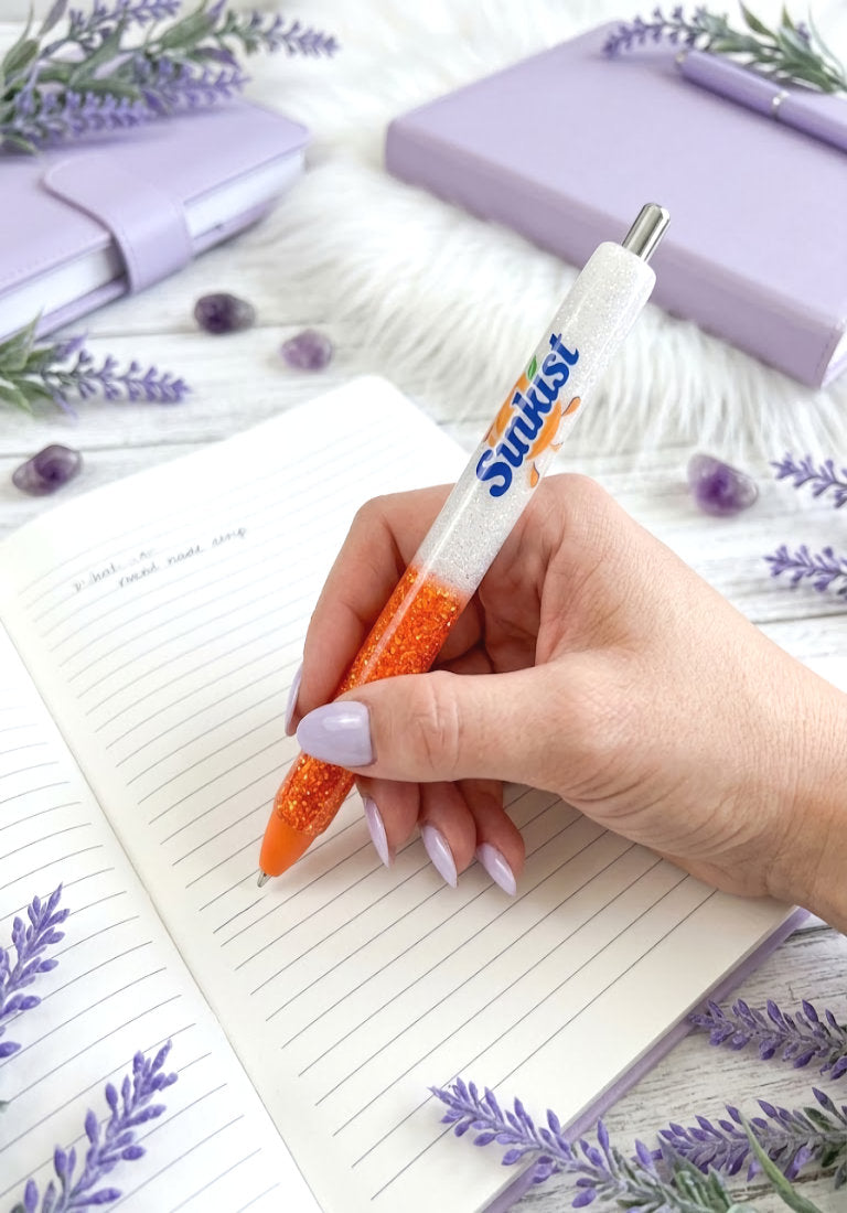 Handmade Sunkist glitter pen with free refill
