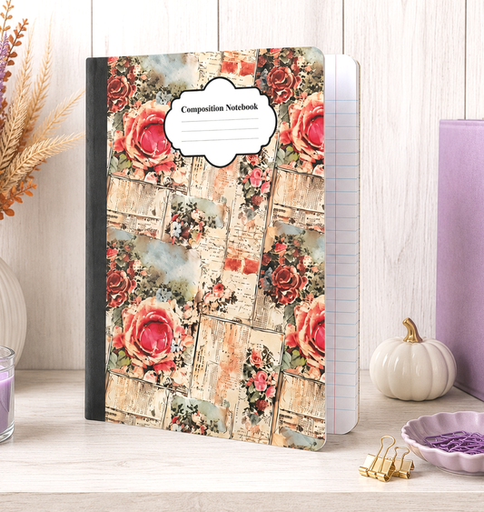 Decorative Vinyl Covered Composition Notebook Scrappy Floral