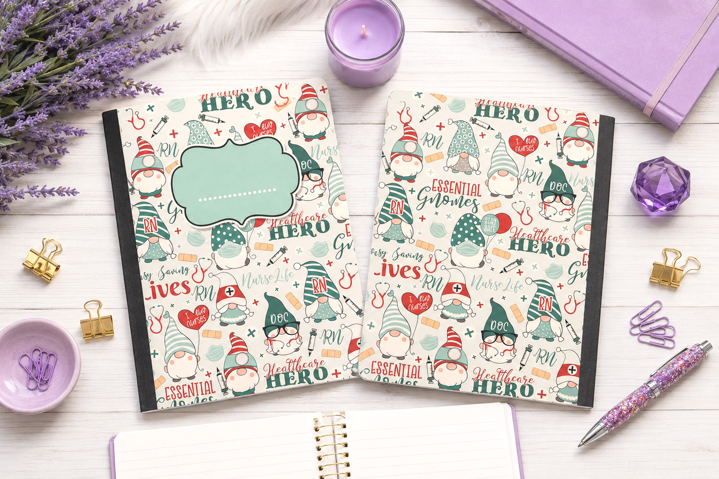 Decorative Vinyl Covered Composition Notebook Medical Gnomes