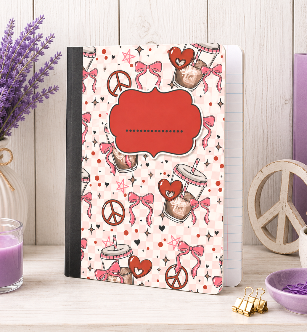 Decorative Vinyl Covered Composition Notebook Pink Iced Coffee