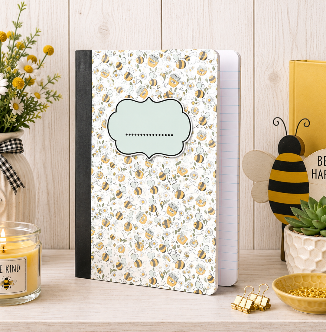 Decorative Vinyl Covered Composition Notebook BoHo Bees