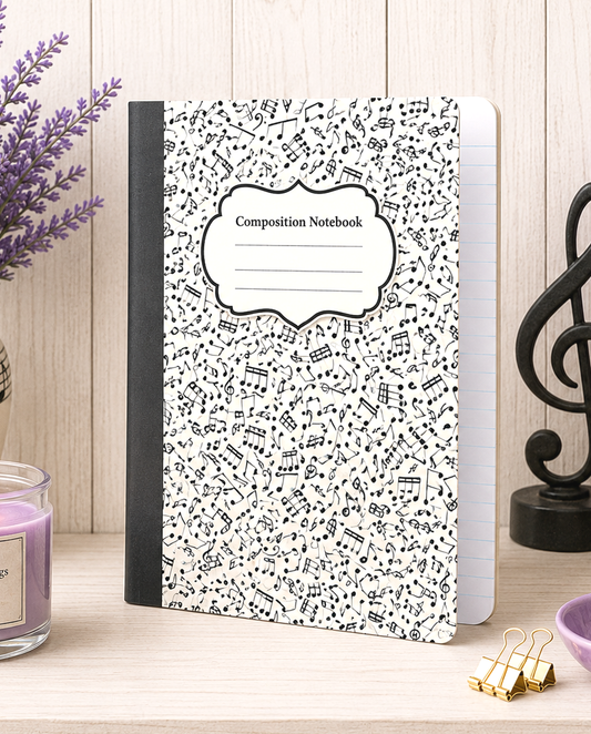Decorative Vinyl Covered Composition Notebook Musical Notes