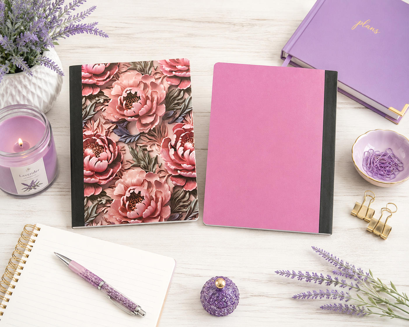 Decorative Vinyl Covered Composition Notebook Flowers