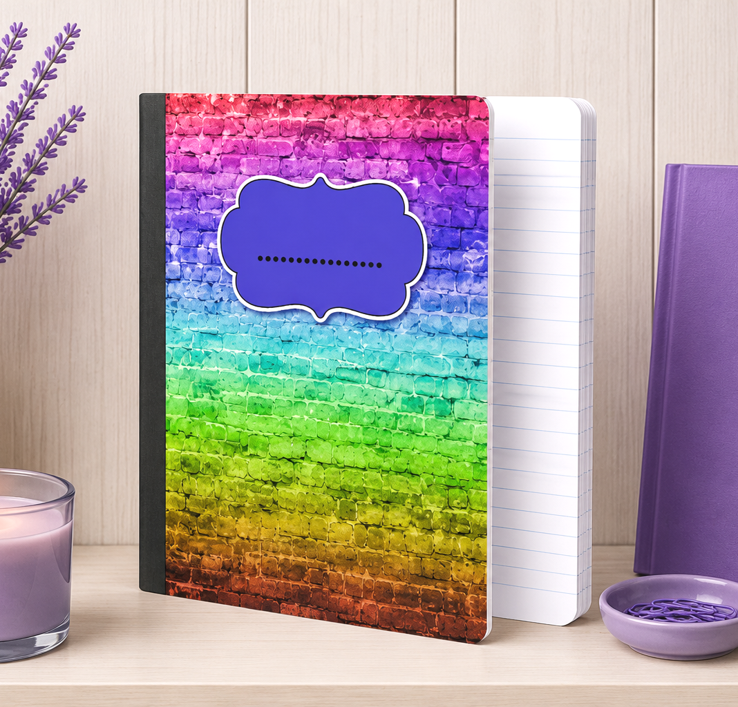 Decorative Vinyl Covered Composition Notebook Rainbow Bricks