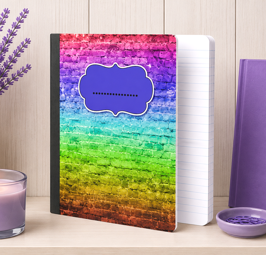 Decorative Vinyl Covered Composition Notebook Rainbow Bricks