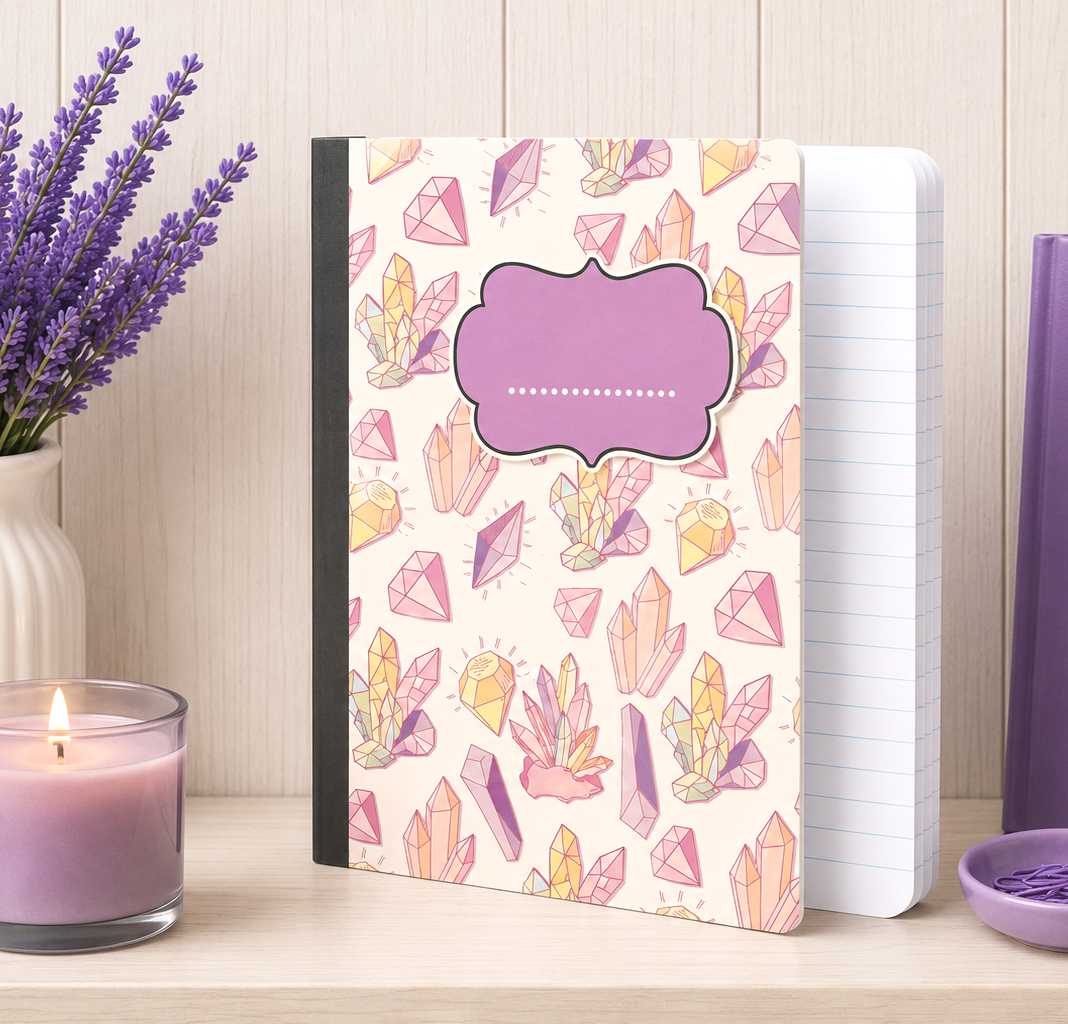 Decorative Vinyl Covered Composition Notebook Crystals