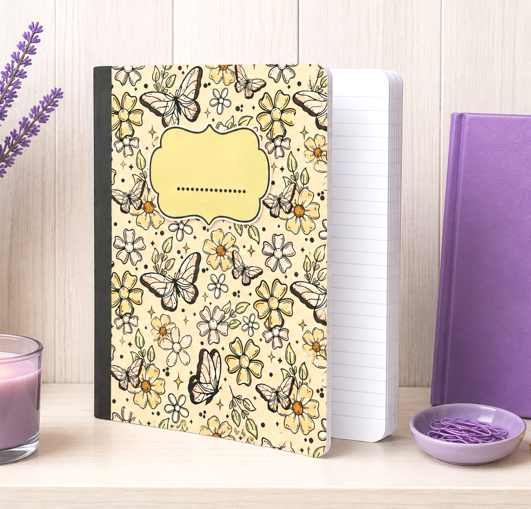 Decorative Vinyl Covered Composition Notebook Butterflies
