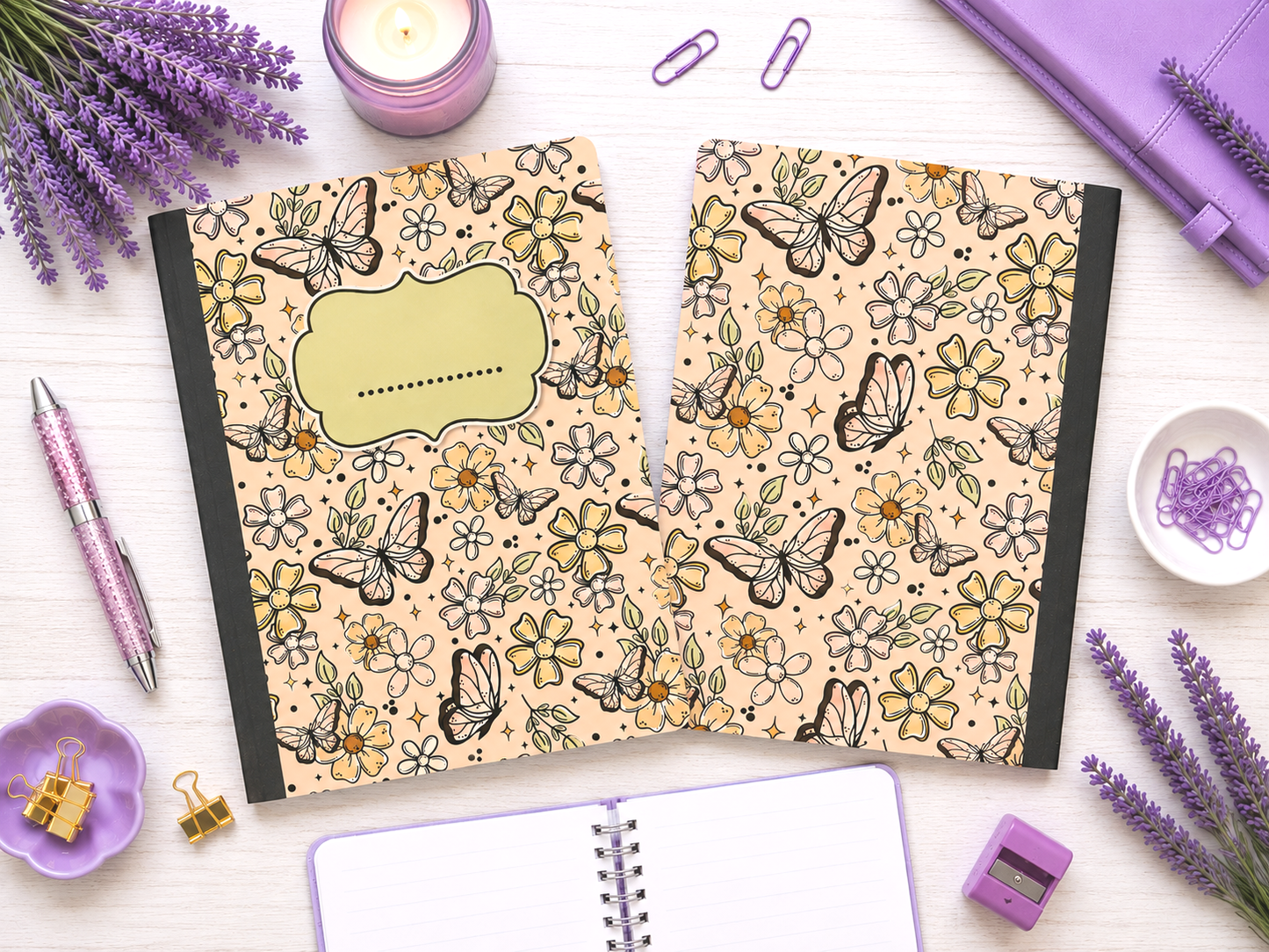 Decorative Vinyl Covered Composition Notebook Butterflies