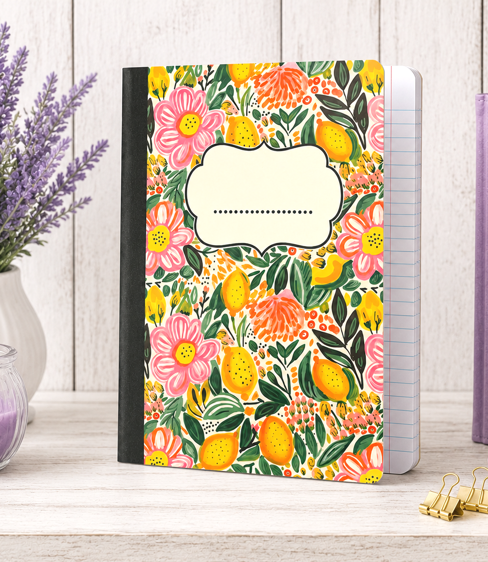 Decorative Vinyl Covered Composition Notebook Lemons